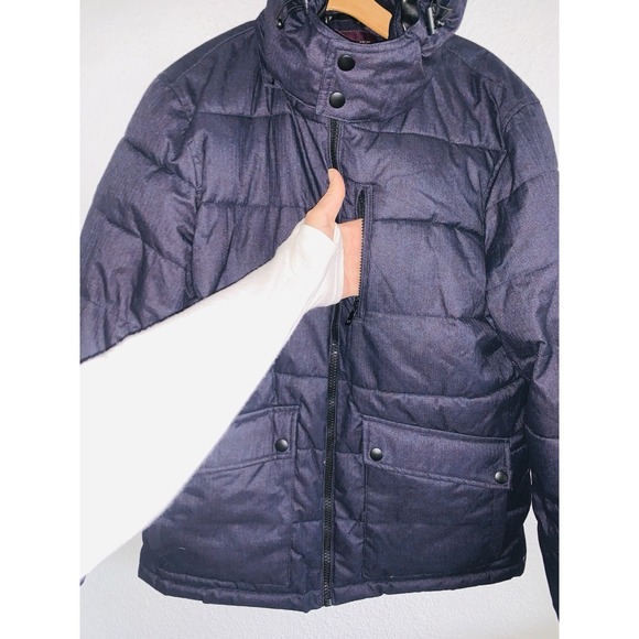 Johnston Murphy Mens Puffer Jacket Hooded Navy Blue Quilted Winter Size M - Picture 4 of 9